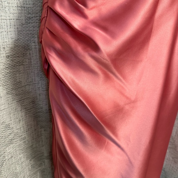 J.Crew rose pink satin one shoulder dress. Pleaded shoulder and opposite side. - Picture 2 of 7